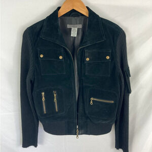 Lucidity Leather Knit zip Up Jacket Size Large
